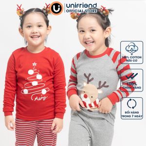 Bộ dài tay dáng ôm giáng sinh noel cotton mùa thu đông cho bé gái Unifriend Hàn Quốc U2023-15 Size đại cho trẻ em