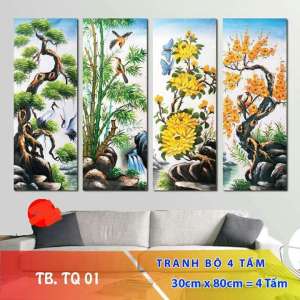 Tranh tráng gương - tranh treo tường tứ quý xuân hạ thu đông