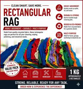 2ply Cotton Rags Basahan Rectangle 1kg Colored or White Construction Cleaning Material