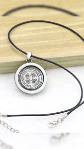 Klimo St. Benedict Rotating Necklace Metal Cross Necklace Small Gift Accessories