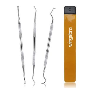 wingsbro 3 Pieces  Dog Teeth Cleaning Kit Dog Dental Tooth Scaler and Scraper Stainless Double Headed Tarter Removing Tool Scraper Pet Teeth Cleaning Tools for Dog and Cat