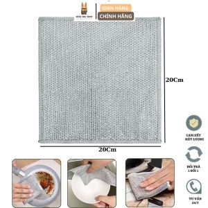 Combo 20 khăn lau nhà bếp sợi kim loại chùi xoong nồi chén bát Kích thước 20x20cm Dễ dàng loại bỏ vết bẩn