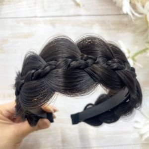 HUNIU Tổng hợp Băng đô bện xương cá Rộng Chống trượt Băng đô tóc giả Xoắn Phụ kiện tóc Kẹp vào Bờm tóc nữ Thường ngày