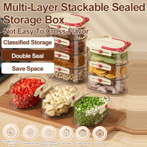 Bear Sealed Spice Box Household Storage Set Multi-Layer Stackable Sealed Storage Box Food-Grade Preservation Box