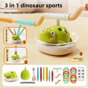 GLOBECART Dinosaur Sensory Training Toys Energy Consumption Threeway-One Parent-child Interaction Toys Fun Skipping Rope Ring Rocket Exercise Machine Parent-Child Home Use