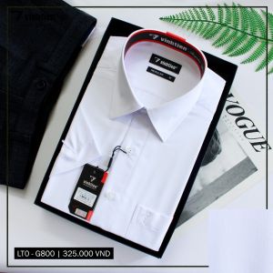 ÁO SƠ MI CỘC TAY REGULAR VẠT NGANG 345 VĨNH TIẾN TRẮNG