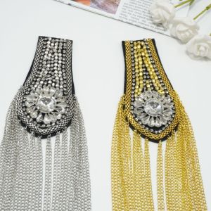 HEALMEYOU Epaulet Tassel Chain Shoulder Board Brooch Punk Epaulette Jewelry Pin Fringe Shoulder Mark Suit