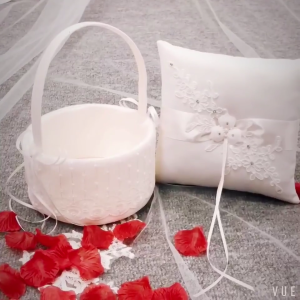 Laces Wedding Rings Pillow Bowknot Pearls Edge Wedding Supply Rings Bearers Pillow Rings Flower Girl