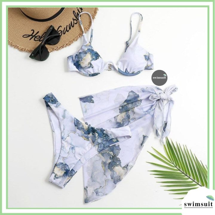 Swimsuit Set Bikini Swimwear Baju Renang Wanita Kawat Motif - Main Image