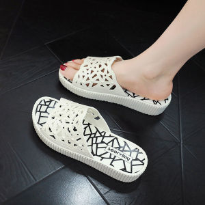 [Free Shipping] WomenS Thick-Soled Slippers New Summer Styles Fashionable And Casual For Outdoor Wear One-Strap Design Suitable For Home Use Waterproof Non-Slip And With A Wedge Heel