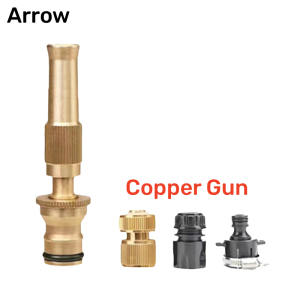 Arrow Brass Hose Nozzle High Pressure Car Wash Water Gun Household Spray Gun Watering Tool Pressure Gun Spray Hose Nozzle with 10M/20M hose