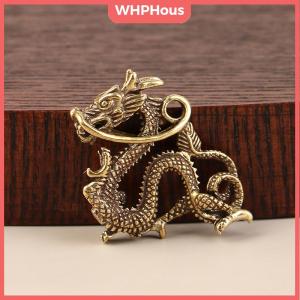 WHPHous 1Pc Retro Brass Dragon Figurine Decor Wealth Prosperity Chinese Style Ornament Dragon Luck Animal Fengshui Vintage Decors