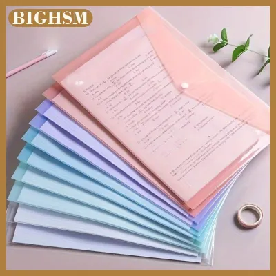 BIGHSM โฟลเดอร์พลาสติกใส A4 10ชิ้นกระเป๋าเก็บเอกสาร PP กันน้ำอุปกรณ์ทดสอบเอกสารสำหรับนักเรียนและสำนักงาน