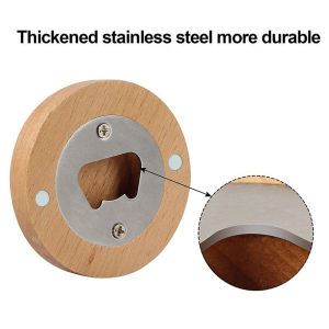 Bamboo Round Bottle Opener Creative Magnetic Stainless Steel Beer Bottle Opener Capper Beer Driver