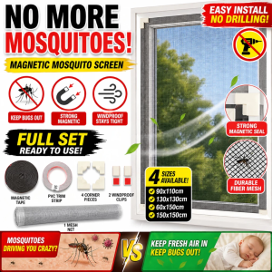 Magnetic Mosquito Screen Window Net No Drill Easy Install Strong Seal Windproof 4 Sizes Full Set