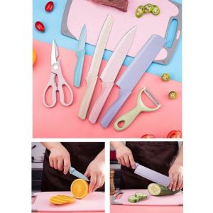 Pisau Dapur Set Stainless Knife Anti Lengket Isi 6 Pcs / Peralatan Masak Pisau