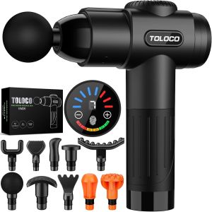 TOLOCO Massage Deep Tissue Back Massage for Athletes for Pain Relief Percussion Massager with 10 Massages Heads & Silent Brushless Motor Fathers Day Dad Gifts Black