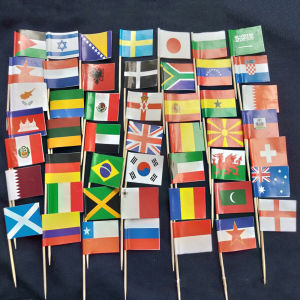 100pcs World Flags Toothpick Cake Flags Party Decoration Cocktail Fruit Stick Fruit Cake Decoration