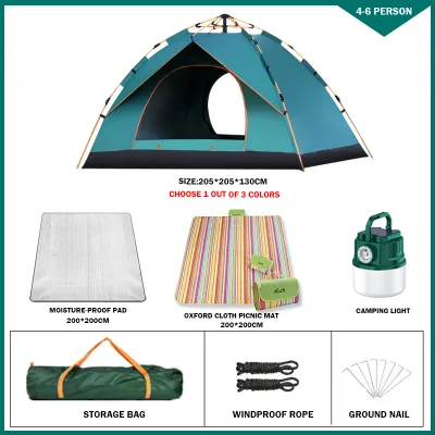 3/4/6 person Foldable Automatic Camping Tent Two-door Sunproof Pop up Tent Quick Open Camping tents for camping waterproof