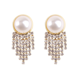 Peach Heart Pearl Tassel Drop Earrings for Women Girl Exaggerated Temperament Jewelry Zircon S925 Korean fashion Korean fashion For Girl