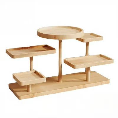 Multi-Tier Solid Wood Display Stand | Perfume Organizer Cake Riser & Craft Figurine Storage Shelf | Rustic Countertop Decor