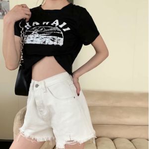 GIRLSHUB 【Ready Stock】Denim Shorts Women Hole Irregular Female High Waist Shorts Pants Summer Hot Pants牛仔短裤女破洞薄款高腰A字热裤