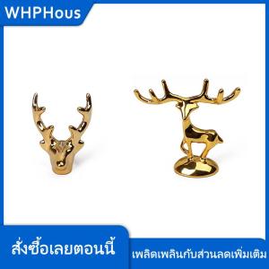 WHPHous รูปปั้นกวางกวางนอร์ดิกคริสต์มาสกวางเรนเดียร์อาร์ตฟิกเกอร์งานฝีมือวินเทจสีทองประดับบ้านของขวัญตกแต่งโต๊ะ