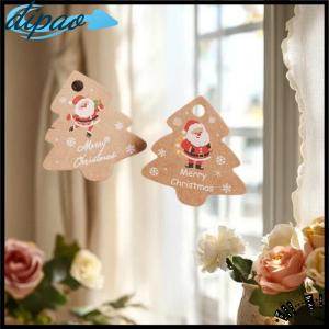 【dipao】 48pcs Xmas Tree Tags Gift Bags Hanging Kraft Paper Tag Retro Christmas Candy Cookies Packaging Supplies Noel Navidad Decoration
