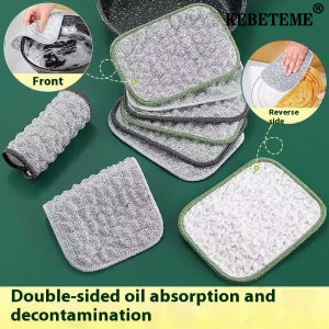 Kebememe 5/10/15 miếng vải rửa chén vải không nhờn dày lau chùi hai mặt cotton bàn chải nhà bếp dây thép gia dụng dụng cụ vệ sinh nồi
