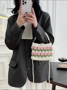 Tulip Handicrafts diy Woven bag fabric thread material kit for making homemade finished bags pearl handbag crossbody bag for women