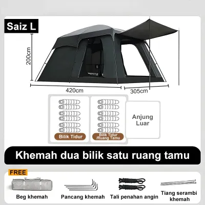 🔥READY STOCK🔥khemah camping tents camping Tent Outdoor Tent khemah Large Family Tents Camping Outdoor Waterproof Family Tent Double layered BIG Camping Tent auto tent camping kemah automatic tent 露营帐篷大型1