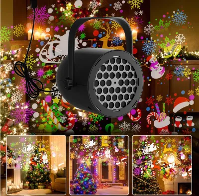 LED Laser Projector Light Elk Projection Lamp Christmas Pattern Projector Lamp Holiday Party Decor 360 Rotatable Stage Projection Lights Xmas Patterns Light for Outdoor Indoor Decoration