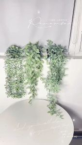 DEWYBABE Artificial Hanging Plant Flower with Pot Flowers Green Ivy Vine Home Party Wedding Accessories