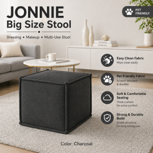 CHF JONNIE Stool L450*W450*H430mm Fabric Easy Clean Anti Cat Scratch Pet Friendly Multi-Use Furniture
