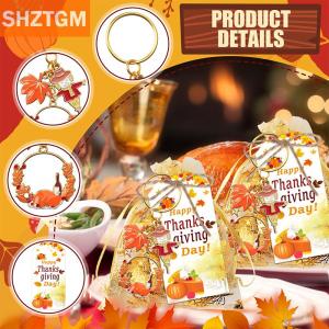 [COD] SHZTGM พวงกุญแจรูปหุ่นไล่การูปใบเมเปิ้ล10ชุดของขวัญจำนวนมากขอบคุณจี้ของขวัญพวงกุญแจโปรดปรานพร้อมแท็กกระเป๋าผ้าโปร่งบาง