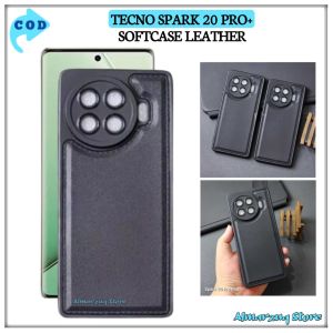 Softcase Tecno Spark 20 Pro+ Case Leather Pro Black Casing Cover Silicon