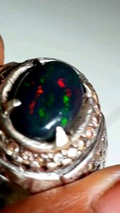 HQ high Quality cincin batu kalimaya black opal solid asli banten