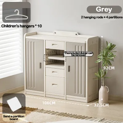Kids Toy Storage Cabinet Childrens Wardrobe Clothes Storage Large Capacity Multi-layer Free