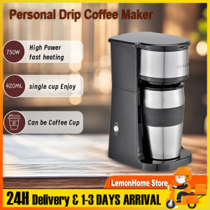 2 in 1 Personal Drip Coffee Maker Portable American Coffee Maker Household Espresso Coffee Maker Electric Coffee Machine With 420ml Thermal Coffee Mug