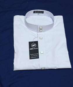 gamis pria polos putih kancing infor