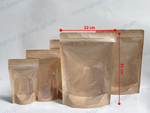 1 Cái Túi Zip Giấy - Túi zip giấy kraft đựng bánh kẹo - Túi giấy đựng thực phẩm túi zipper giấy 1 mặt trong