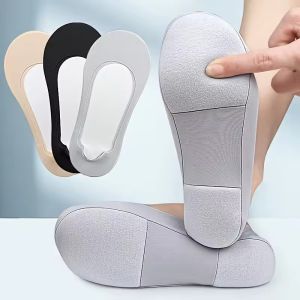 Womens Summer Boat Socks - Ice Silk Thin with Non-Slip Heel Grips