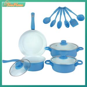 【Fast Delivery】12-Piece Non-Stick Cookware Set Cooking Pot with Lid Milk Pot Maifan Stone Frying Pan Stackable Pot Set for All Hob【Arrive 1-3 Days】