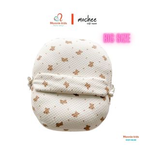Gối chống trào ngược Mochee lụa cotton gấu cho bé 70x80cm gối chống trào cho trẻ sơ sinh