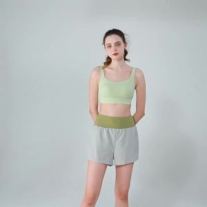 ALO- ชุดกีฬาฤดูร้อนสองชิ้นปลอมสำหรับผู้หญิง สำหรับฝึกซ้อมและวิ่ง กางเกงฟิตเนสเอวสูงแบบบล็อกสี กางเกงโยคะข้ามพรมแดน  Al0-yoga