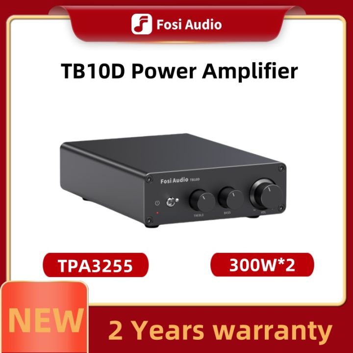 Fosi Audio TB10D New Updated Version Digital Hi-Fi Power Amplifier 300W x2 TPA3255 Stereo Class D Treble Bass Amplifier for Home Theater Speakers