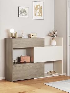 Door shoe cabinet household bedroom entrance door solid wood storage cabinet 2025 model wall mounted expandable multifunctional entrance cabinet