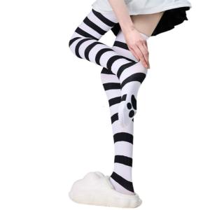 Sọc trên đầu gối Vớ Với Mèo Dễ Thương Claw In Đối Với Phụ Nữ Subcultural Anime Cosplay cao tới đùi vớ dài