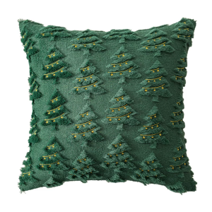Christmas Tree Decorative Pillow Case Festive Embroidered Pillow Cover Christmas Theme Reusable Home Accent