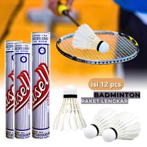 Paket Raket dan Shuttlecock Badminton Olahraga Bulutangkis ISI 12 PCS
